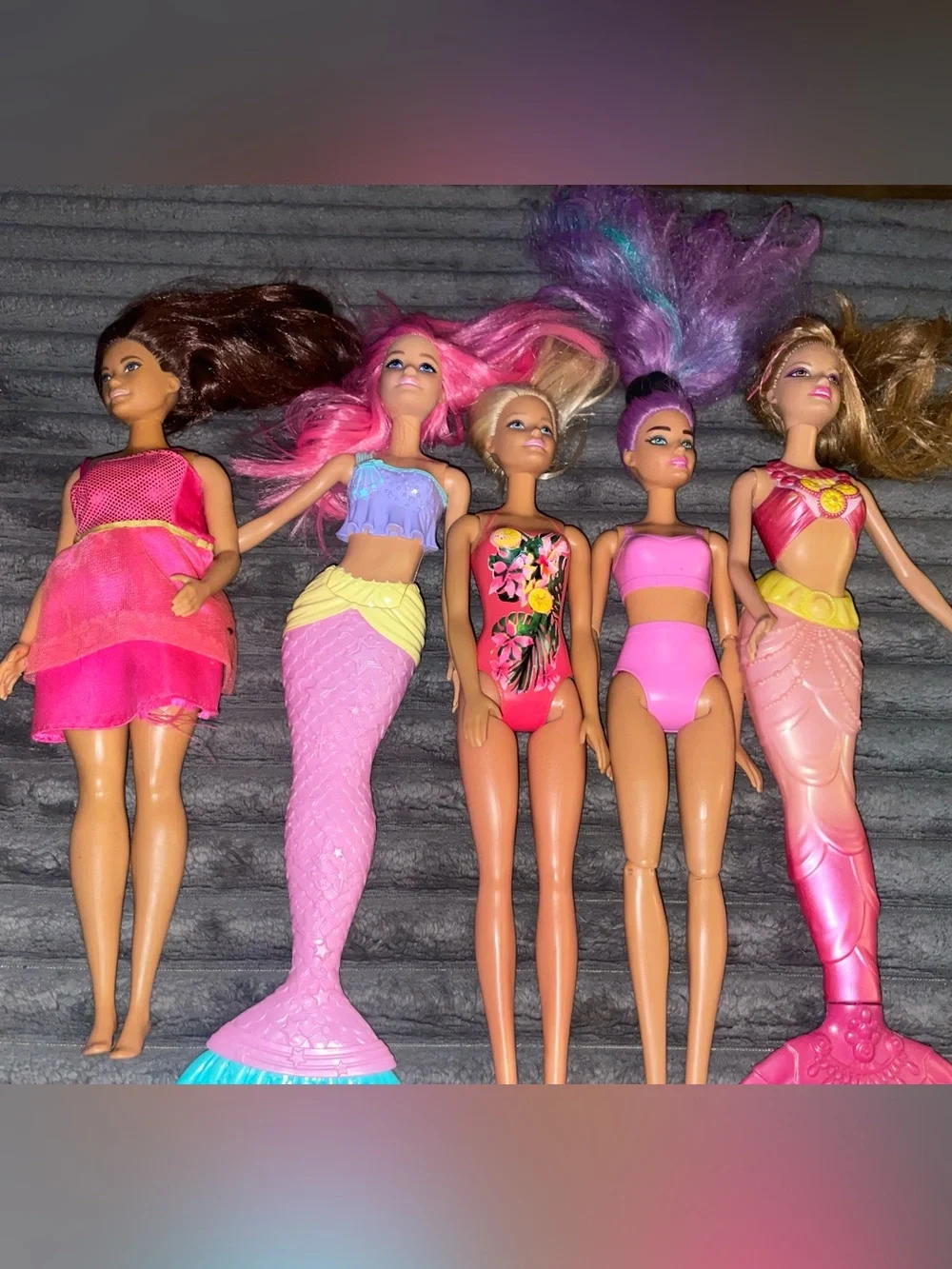 Barbie lot of 5 Dolls- USED CONDITION-selling for my daughter